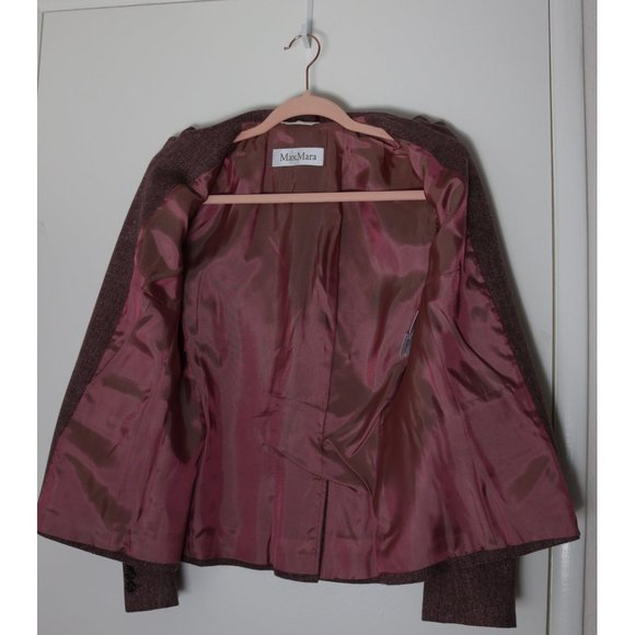 MaxMara sz 8 Wool Angora Blazer Dusty Rose Bugundy Jacket Sport Coat - Picture 6 of 8
